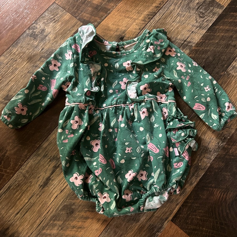 Ruffle Butts Green Floral One Piece